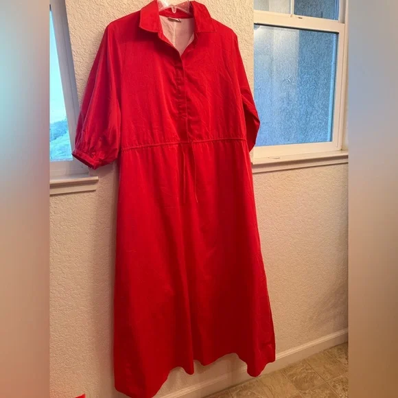 Hermoza Natalia Resort Wear & Quiet Luxury Susanna  Cinched Waist Maxi 💯% Cotton - Picture 5 of 14